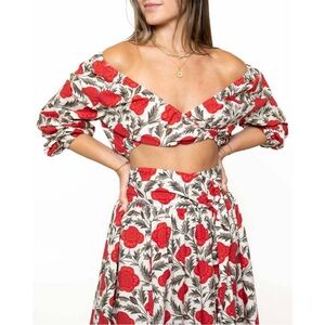 RHODE Este Top Garden of Dream Red Floral NWT Size Large